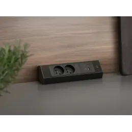 Unutarnja priključna letva Bachmann Casia 2 FRENCH 2x 230V + USB A-C / Crna mat