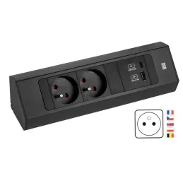 Unutarnja priključna letva Bachmann Casia 2 FRENCH 2x 230V + USB A-C / Crna mat