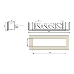 Unutarnja utičnica CALON FRENCH 4x 230V / Crna mat
