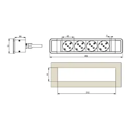 Unutarnja razvodna letva CALON SCHUKO 4x 230V / Crna mat