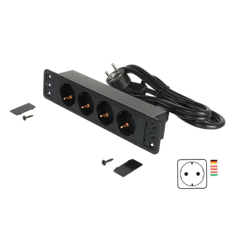 Unutarnja razvodna letva CALON SCHUKO 4x 230V / Crna mat