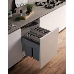 Izvlačna kanta za smeće STAR 600mm - 2x29L + 2x8L s ručkama za vrata / Antracit