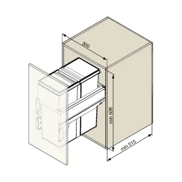 Izvlačeni kontejner za otpad 300 mm - 1x40L / Antracit
