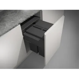 Izvlačni kantu za smeće STAR 600mm - 2x40L s držačima za vrata / Antracit