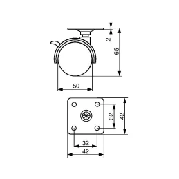 Namještajski kotačić CLASSIC s kočnicom / Siva