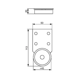 Kotač s bočnim montiranjem - fiksni 45 mm / Crna