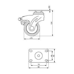 Namještajni kotačić VEDO 75 mm / S kočnicom