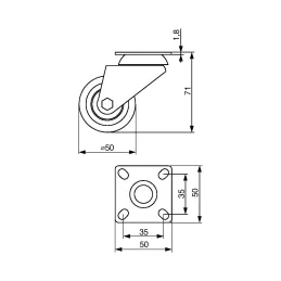 Okretni kotač 50 mm / Siva