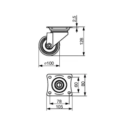 Namještajni kotačić TENTE bez kočnice 100 mm