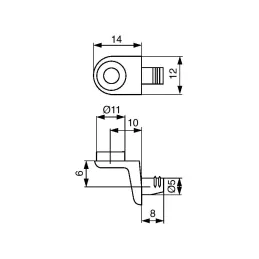 Polica nosač za staklo s klinom i brtvom 5 mm / 10 kom