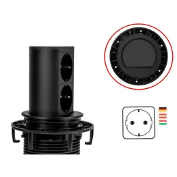 Izvlačna električna utičnica Elevator 2x230V SCHUKO / Crna mat