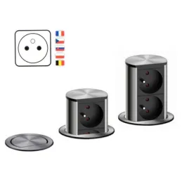 Izvlačna električna utičnica Elevator 2x230V FRENCH / Inox