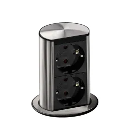 Izvlačni električni utičnica Elevator 2x230V SCHUKO / Nehrđajući čelik