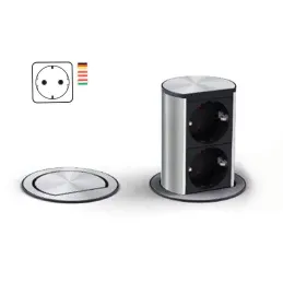 Izvlačni električni utičnica Elevator 2x230V SCHUKO / Nehrđajući čelik