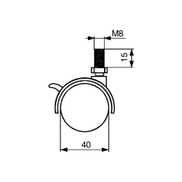 Namještajni kotačić crni s vijkom CHAIR - s kočnicom / 40 mm