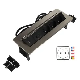 Izlazna električna utičnica LUNAR FRENCH 3x230V + USB punjenje A-C / Nehrđajući čelik