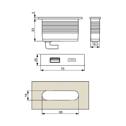 Električna utičnica USB punjač Square A+C / Neudžbinin