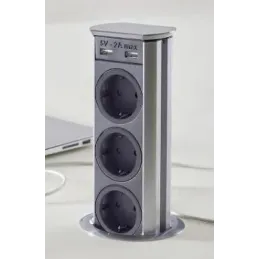 Izvlačna utičnica BRICK SCHUKO 3x230V + USB A / Nehrđajući čelik