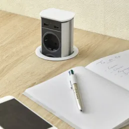 Izvlačna utičnica BRICK SCHUKO 3x230V + USB A / Nehrđajući čelik