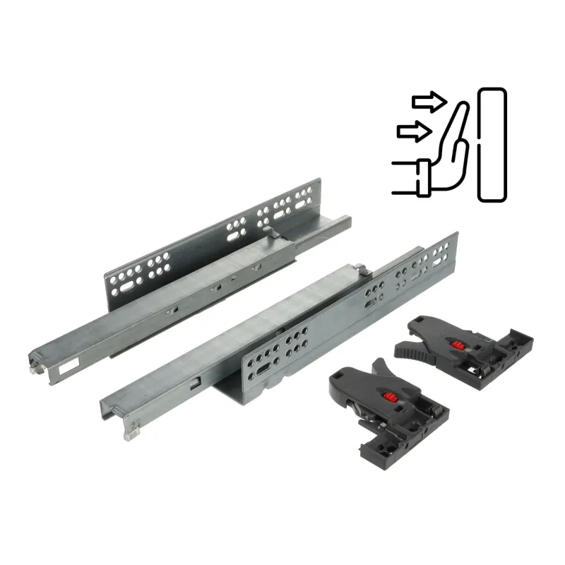 Skriveni potpuni izvlakač LUXON za otvaranje bez ručki PUSH s 2D hvataljkama / 35kg