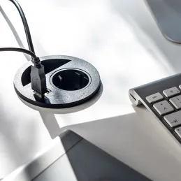 Interijerska utičnica za stol CIRCLE 80 SCHUKO 1x230V + USB A-C / Crna