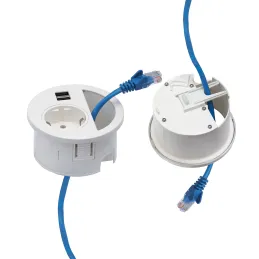 Interijerska utičnica za stol CIRCLE 80 SCHUKO 1x230V + USB A-C / Crna