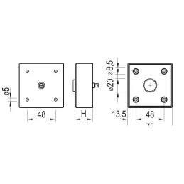 Plastična nožica 75x75 mm / Crna mat