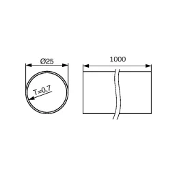 Set okrugla vješalica 1m s 2 držača / Crna mat
