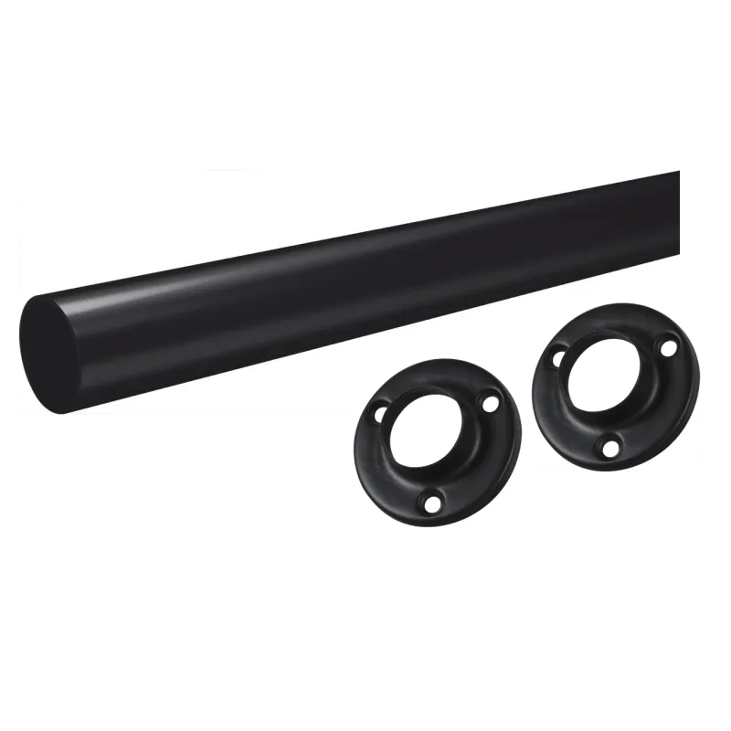 Set okrugla vješalica 1m s 2 držača / Crna mat