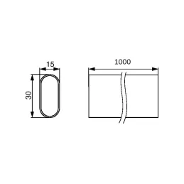 Set ovalna šipka za vješalice 1m s 2 držača / Bijela mat