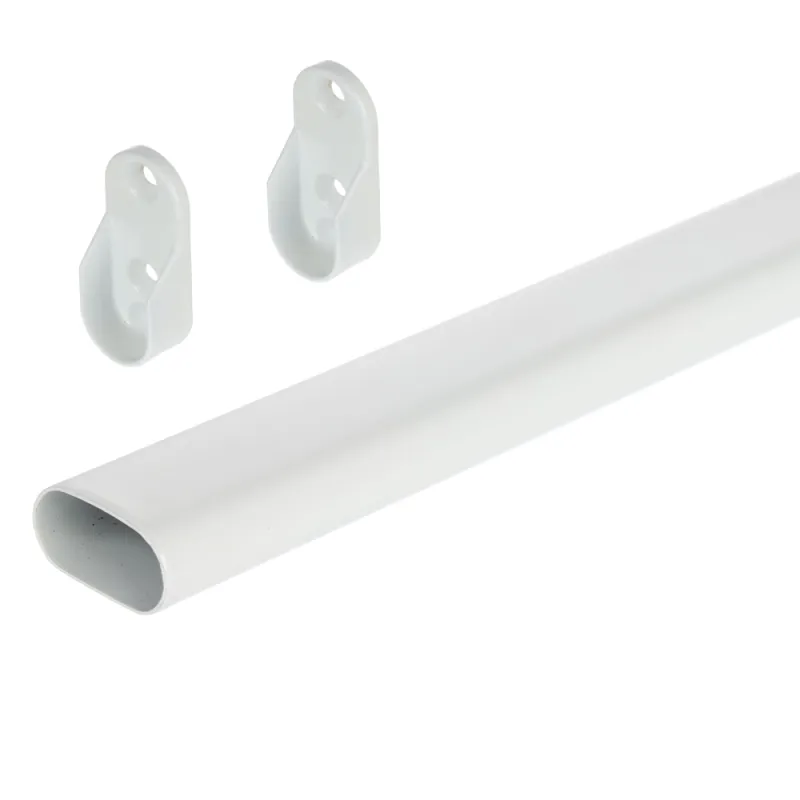 Set ovalna šipka za vješalice 1m s 2 držača / Bijela mat