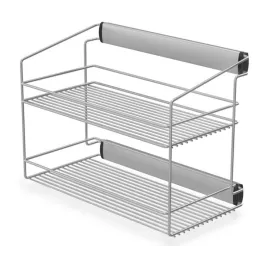 Izvlačna dvostruka polica za ormar s ublaživačem / Srebrna