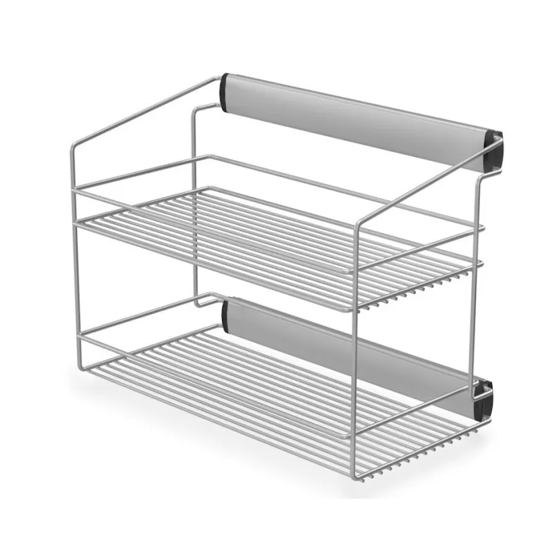 Izvlačna dvostruka polica za ormar s ublaživačem / Srebrna