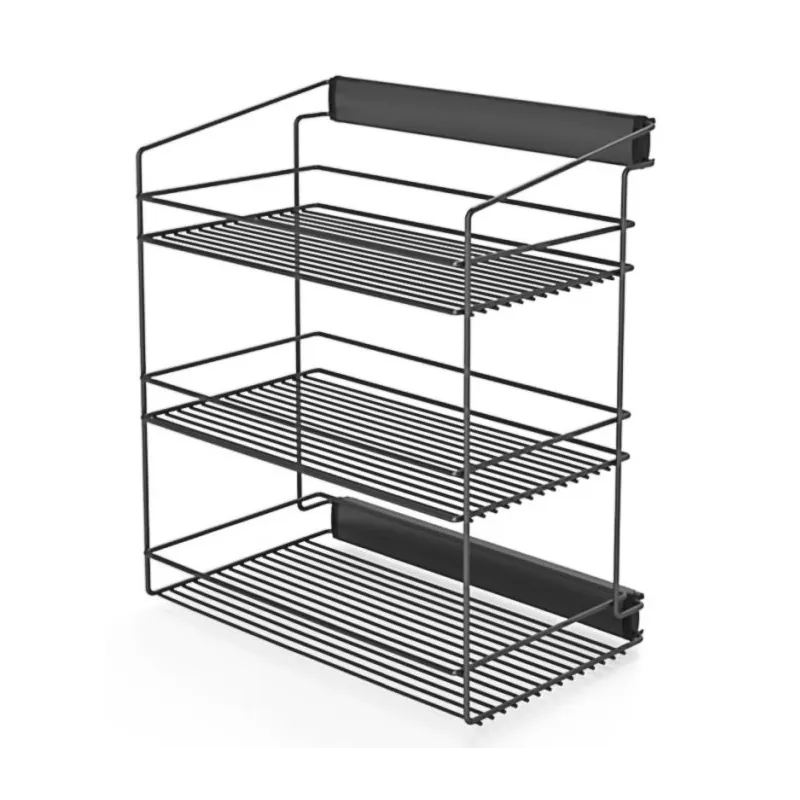 Izvlačna troslojna polica za ormar s ublaživačem / Antracit