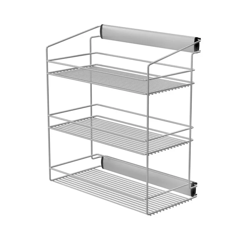 Izvlačna polica s tri razine za ormar s ublaživačem / Siva