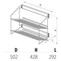 Izvlačna dvostruka polica za cipele s ublaživačem / Siva