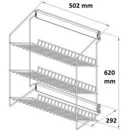 Izvlačna trostruka polica za cipele s ublaživačem / Siva
