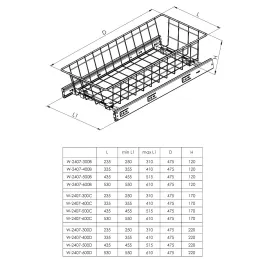 Izvlačna košara s ublaživačem LIVERO / Antracit