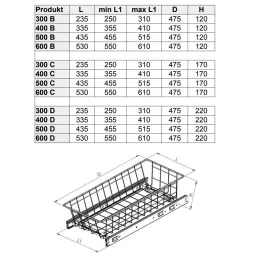 Izvlačna košara za ormar EKONOM / Srebrna