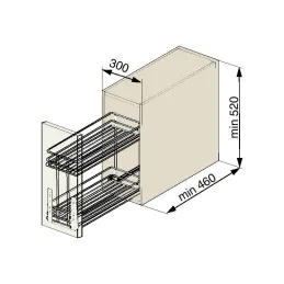 Izvlačna dvostruka košara s ublaživačem ALADO / Sjajni krom