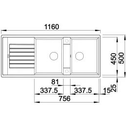 Kameninjski sudoper Blanco ZIA 8 S / Siva vulkan
