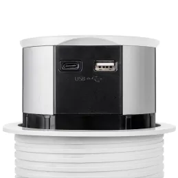 Izvlačna električna utičnica VERTIKAL SCHUKO 3x 230V + 2x USB / Bijela mat