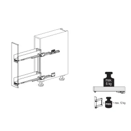 Potpuno izvlačiva košara K-LINE 150 mm / Srebrna