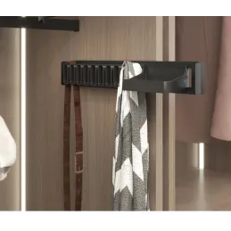 Izvlačiva vješalica za kravate i remenje s posudicom CONERO / Crna