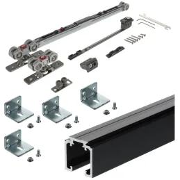 Set klizni sustav za unutarnja vrata AZARO s tračnicom 2m i s prigušivačem / 80kg