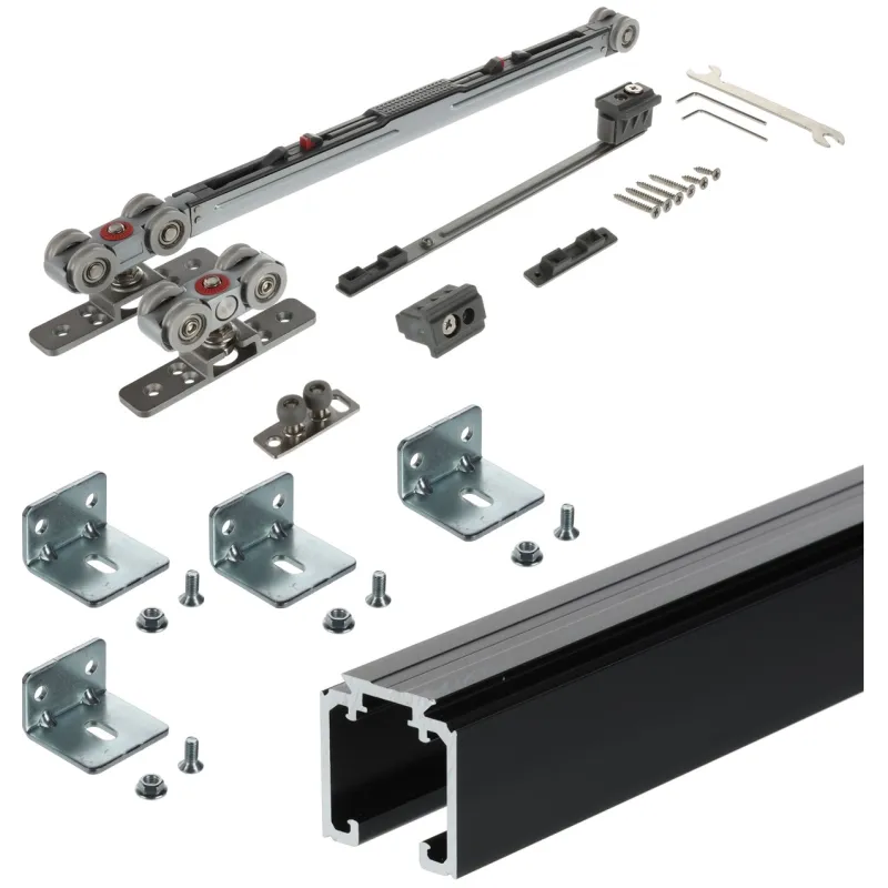 Set klizni sustav za unutarnja vrata AZARO s tračnicom 2m i s prigušivačem / 80kg