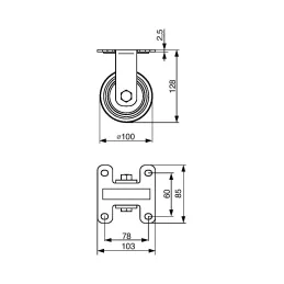 Namještajni kotačić TENTE ALPHA 3478 100 mm / Bez kočnice