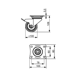 Namještajni kotačić TENTE ALPHA 3477 100 mm / S kočnicom
