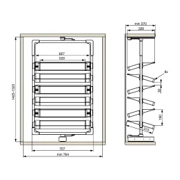 Rotirajući ormarić za cipele EASY 1425 - 1525 mm / Srebrna - smeđa