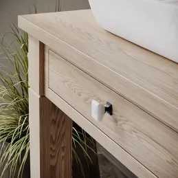 Keramička ručka DIAMON / Bijela + porculan